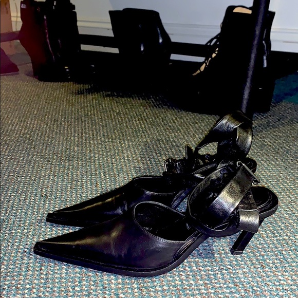 Ann Demeulemeester🖤Leather Wrap Kitten Heel Pumps - Picture 13 of 13